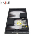 Juegos de backgammon de 9 pulgadas con caja de cuero negro